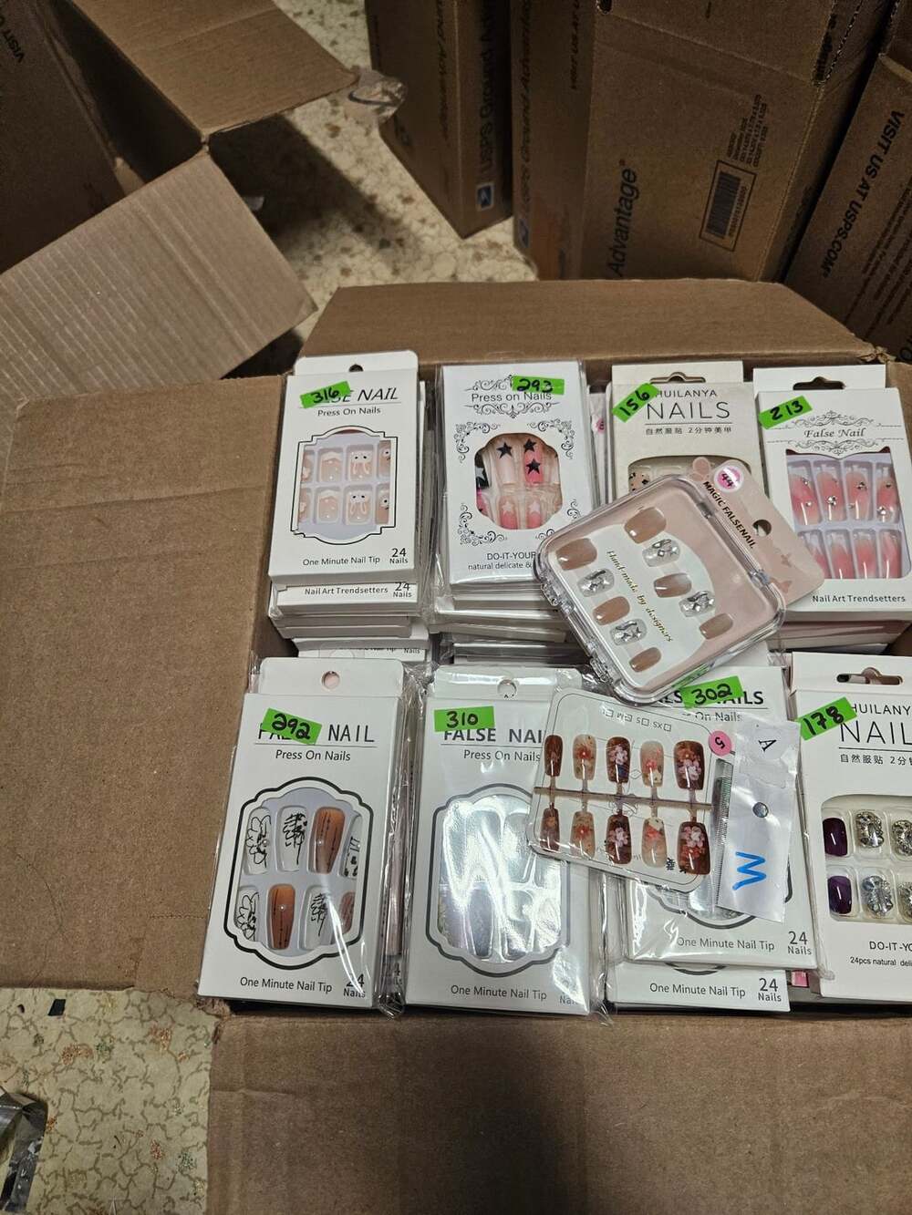 Over 157packs of press on nails. FYI Some are the same and READ THE DESCRIPTION